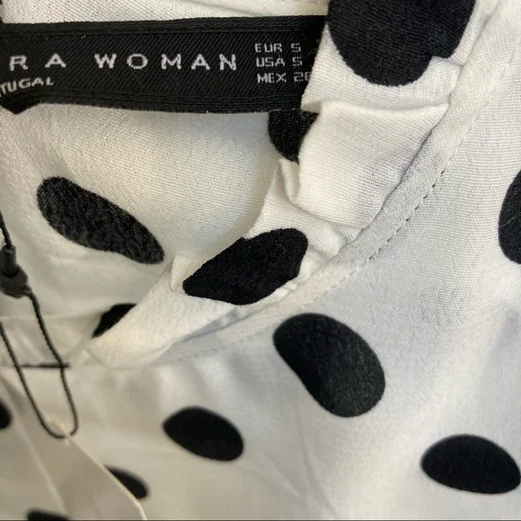 Sold Zara Woman Polka Dot Smocked Blouse NWT Size S - Picture 7 of 7